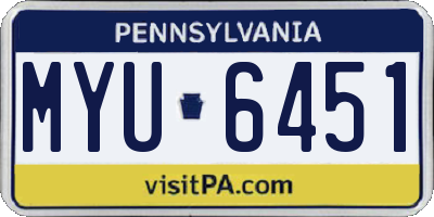 PA license plate MYU6451