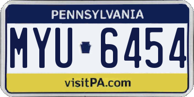 PA license plate MYU6454