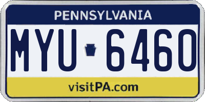 PA license plate MYU6460