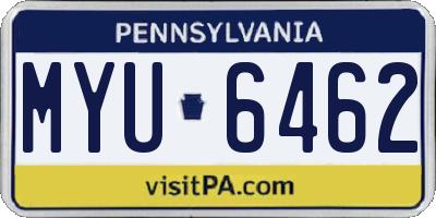 PA license plate MYU6462