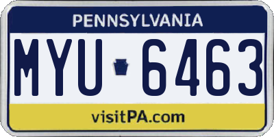 PA license plate MYU6463