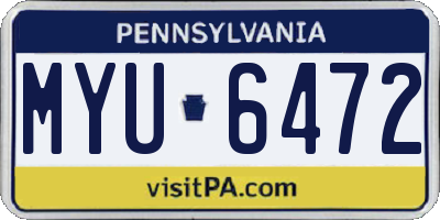 PA license plate MYU6472