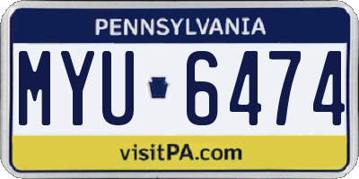 PA license plate MYU6474