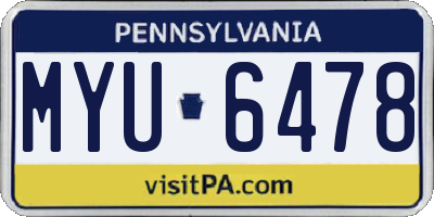 PA license plate MYU6478