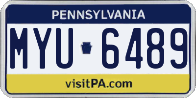 PA license plate MYU6489