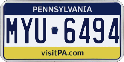 PA license plate MYU6494