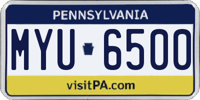 PA license plate MYU6500