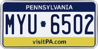 PA license plate MYU6502