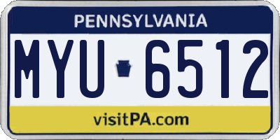 PA license plate MYU6512
