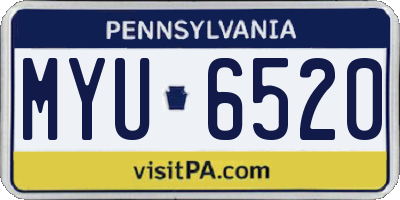 PA license plate MYU6520