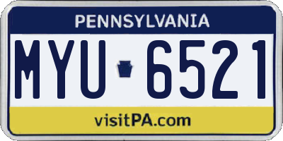 PA license plate MYU6521