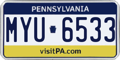 PA license plate MYU6533