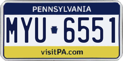 PA license plate MYU6551