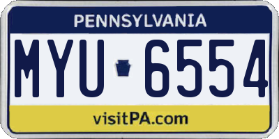 PA license plate MYU6554