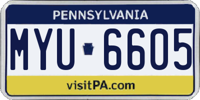 PA license plate MYU6605
