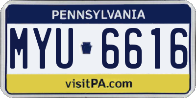 PA license plate MYU6616