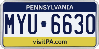 PA license plate MYU6630