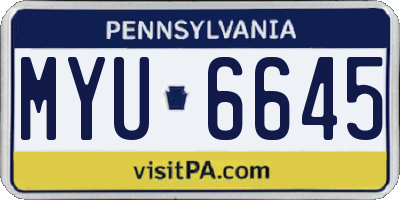 PA license plate MYU6645
