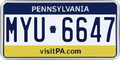PA license plate MYU6647