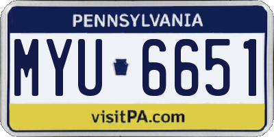 PA license plate MYU6651