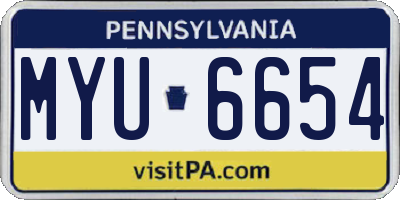 PA license plate MYU6654