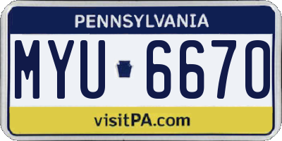 PA license plate MYU6670