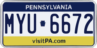 PA license plate MYU6672