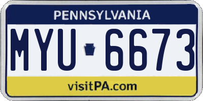 PA license plate MYU6673