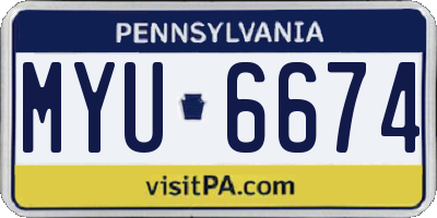 PA license plate MYU6674