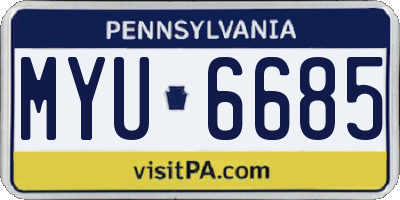 PA license plate MYU6685