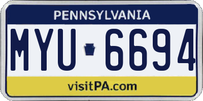 PA license plate MYU6694