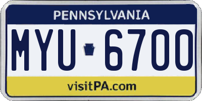 PA license plate MYU6700