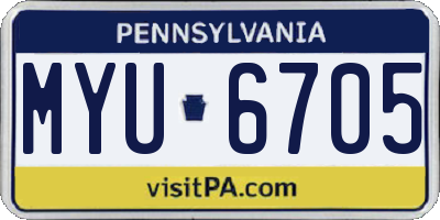 PA license plate MYU6705
