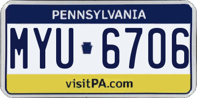 PA license plate MYU6706