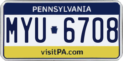 PA license plate MYU6708