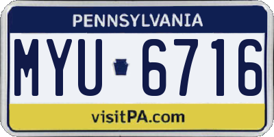 PA license plate MYU6716