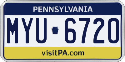 PA license plate MYU6720
