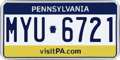 PA license plate MYU6721