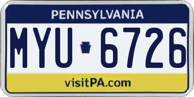 PA license plate MYU6726