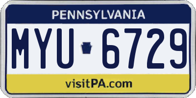 PA license plate MYU6729