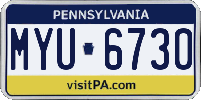 PA license plate MYU6730
