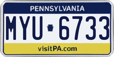 PA license plate MYU6733