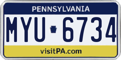 PA license plate MYU6734