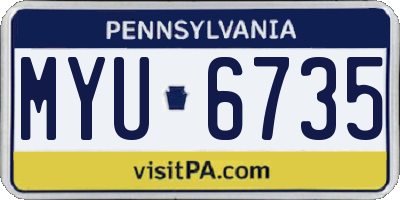 PA license plate MYU6735