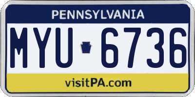 PA license plate MYU6736