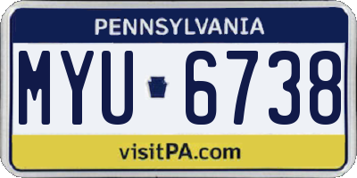 PA license plate MYU6738