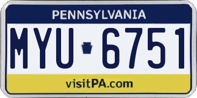 PA license plate MYU6751