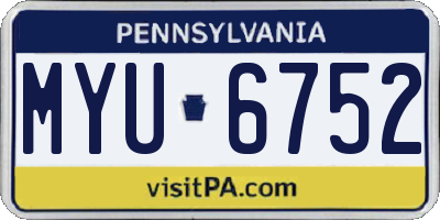 PA license plate MYU6752