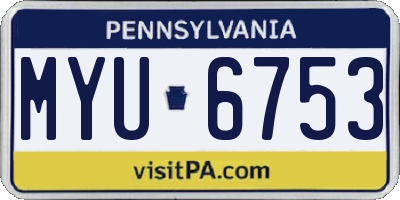 PA license plate MYU6753