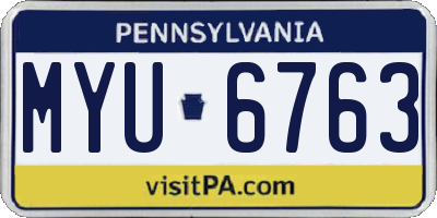 PA license plate MYU6763